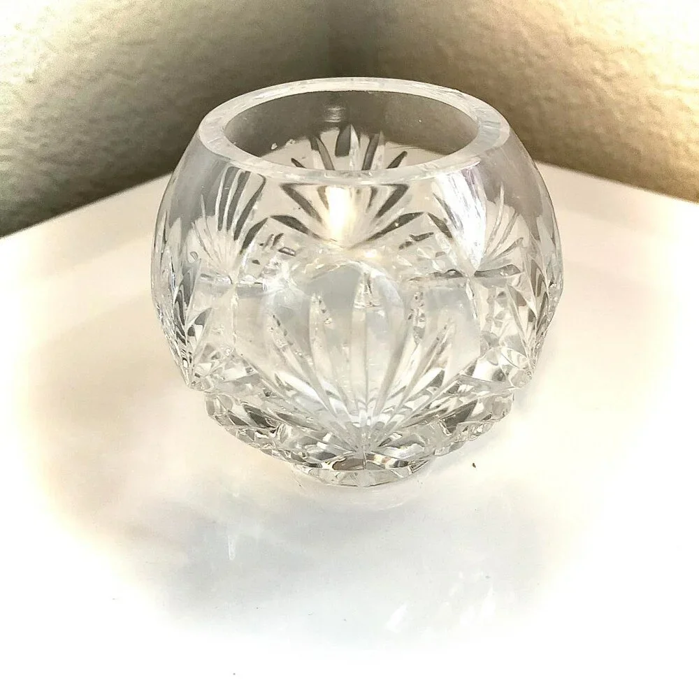 CRYSTAL CLEAR IND. Set of 3 Clear Cut Crystal Rose Bowls Votive Holders 3